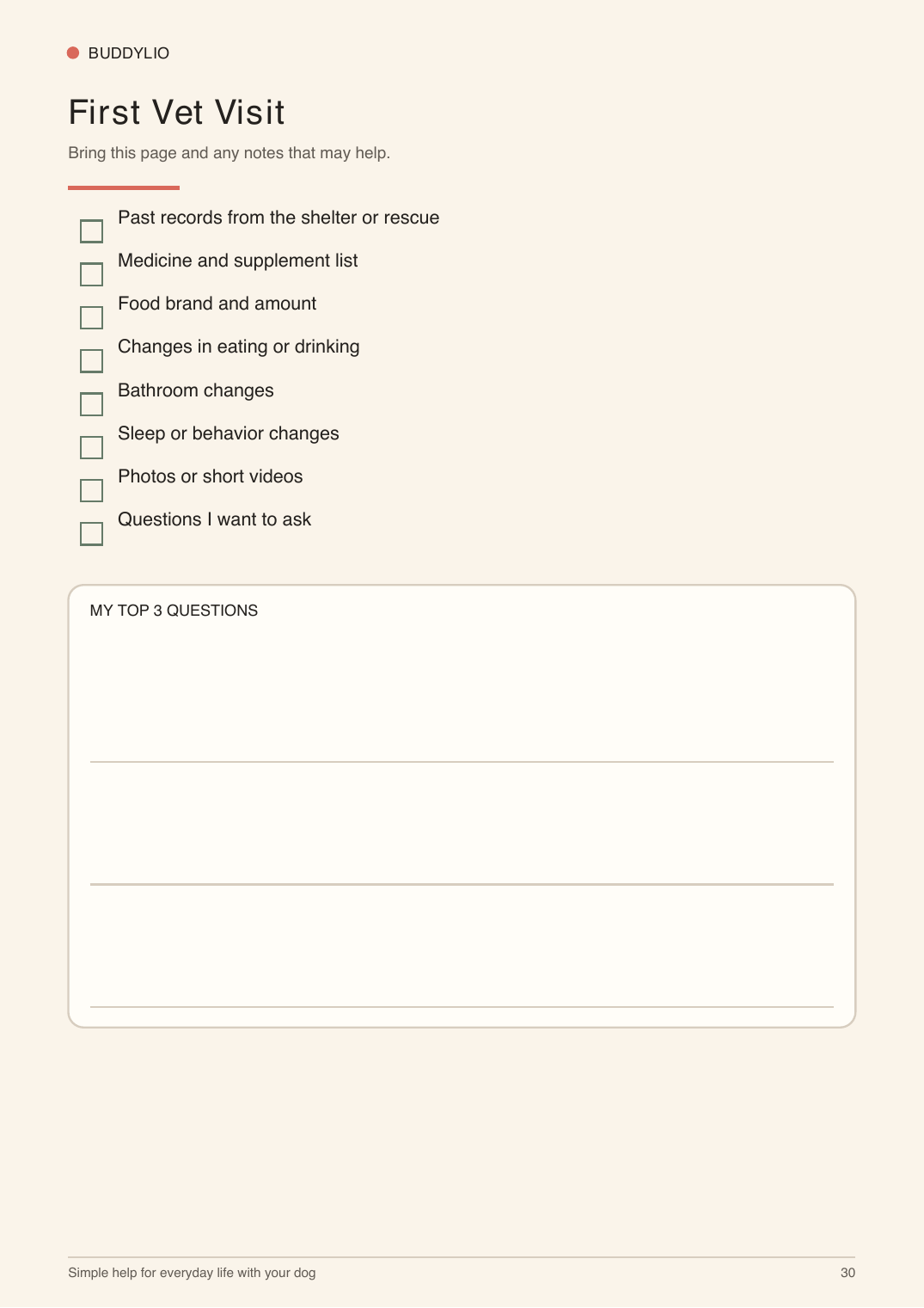 First vet visit checklist